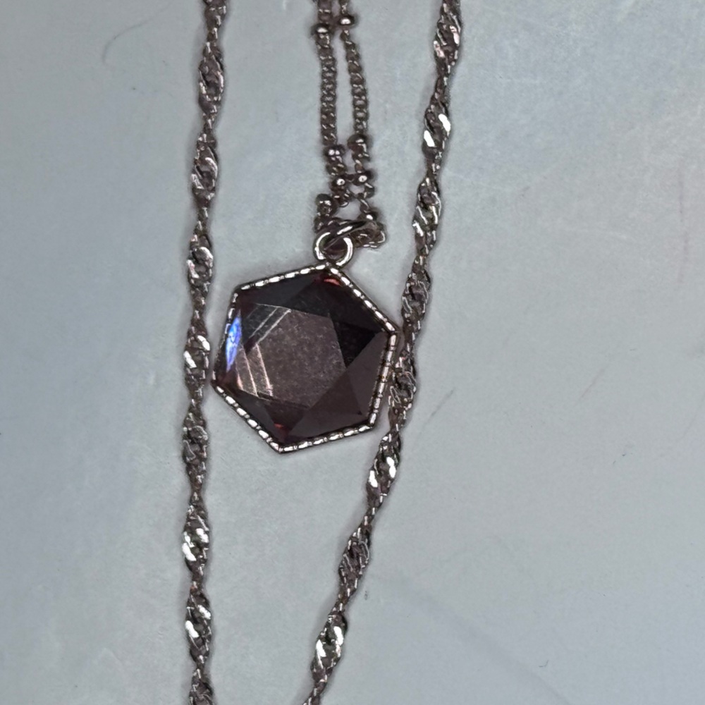 Lane Bryant Layered Druzy Teardrop Necklace – Rose Gold Tone - Picture 5 of 7